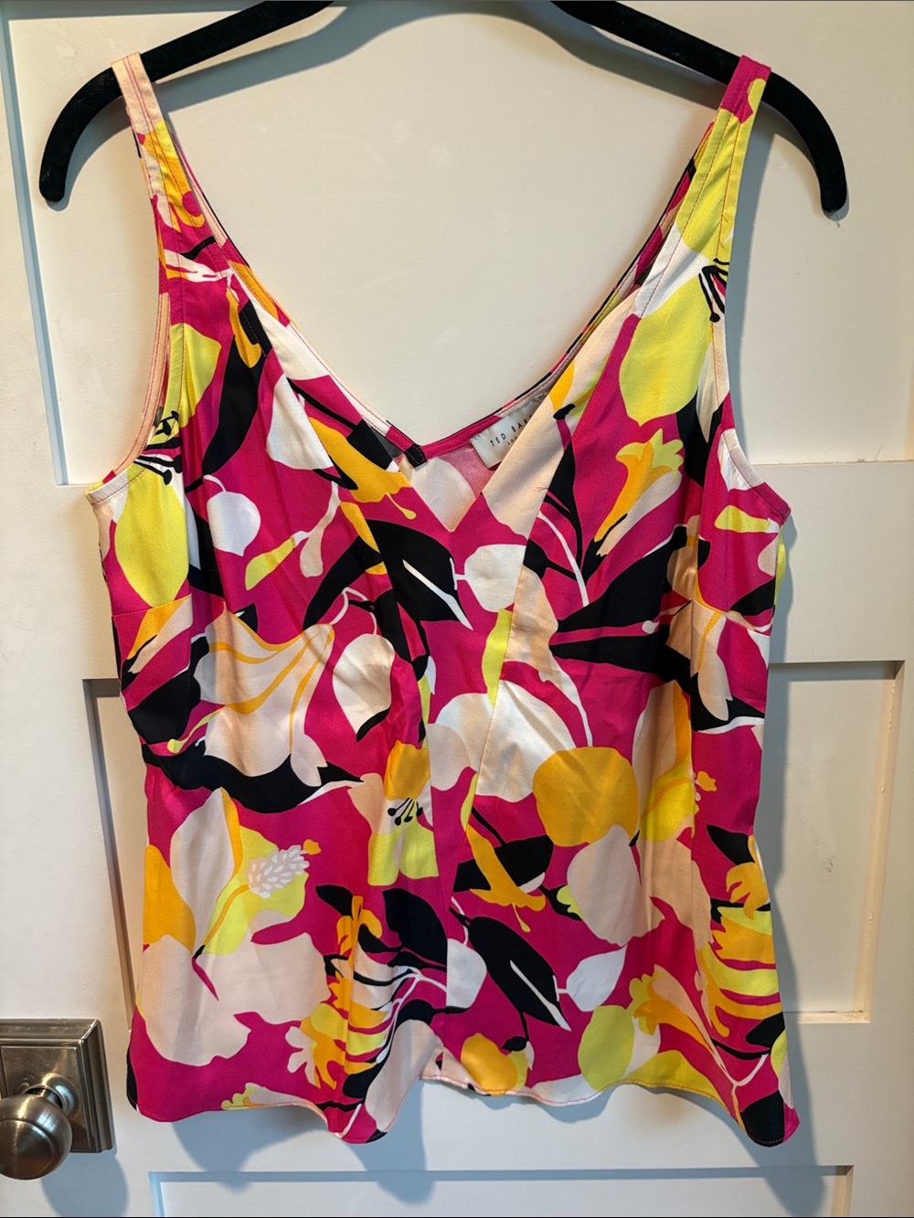 Ted Baker Thaliah cami top in a bright pink floral print